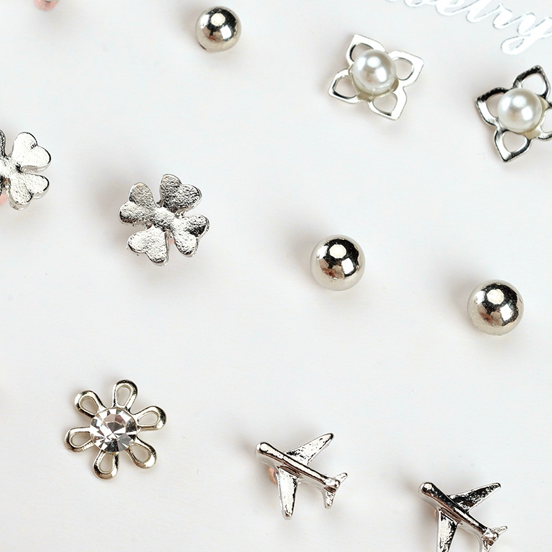 Pocket Styling Stud Pendiente Combinación (8 Pares) 5