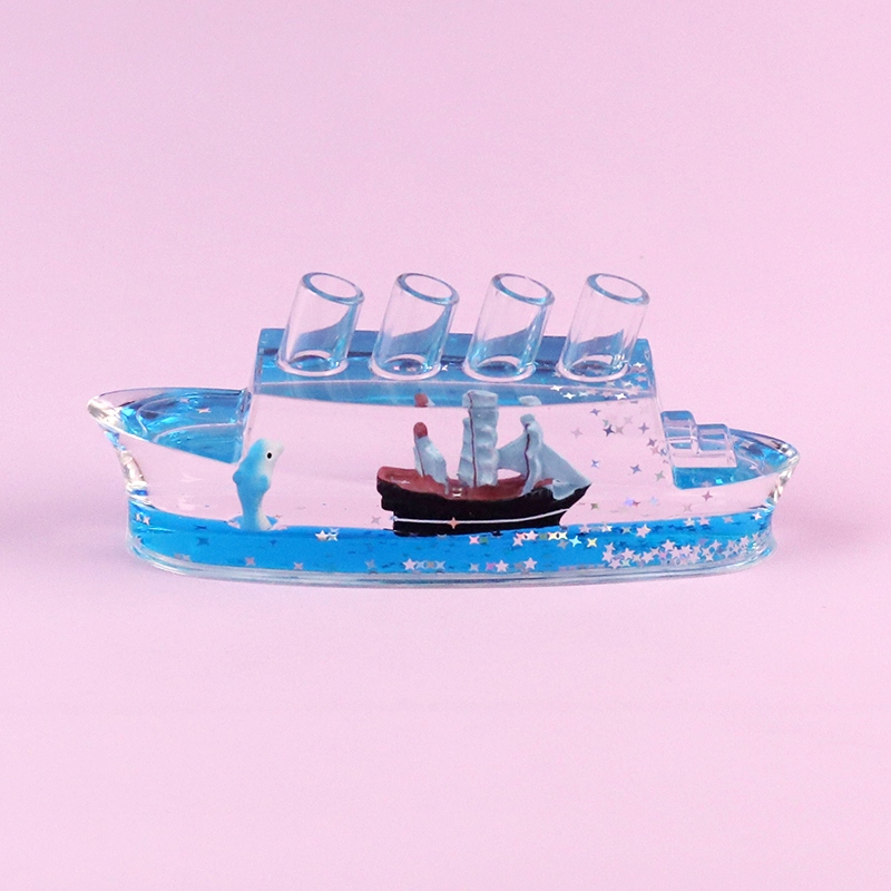 SY167 Azul Barco de Agua Cristal Ornamentos