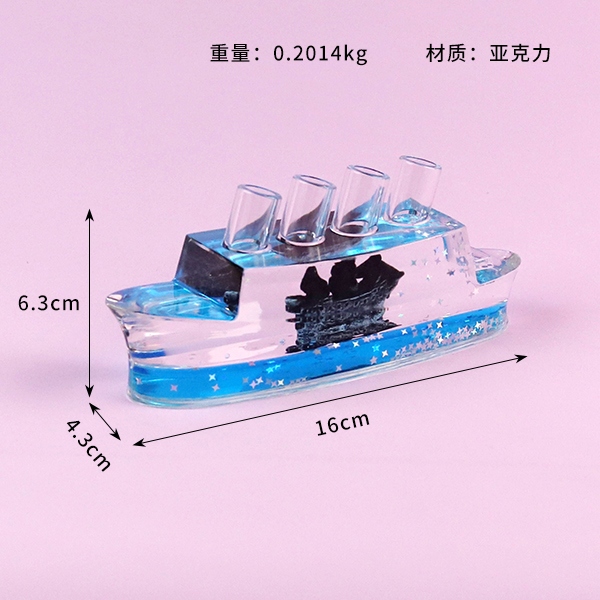 SY167 Azul Barco de Agua Cristal Ornamentos 3