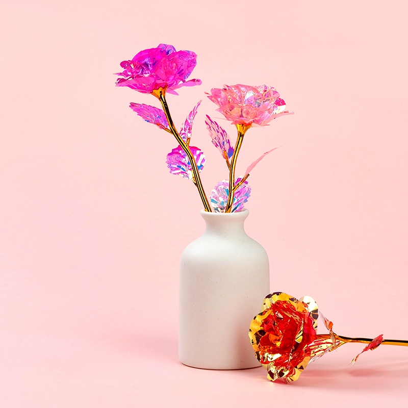 Flores de Simulación de Oro En Caja de Oro Rosas de Oro 3