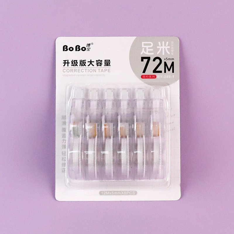 249-1 Simple Transparent 72 M Correction Tape 6 Cards 2