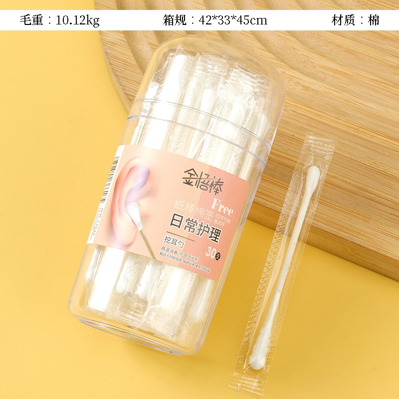 J-6616 Oreja Scoop Espiral Blanco Grueso Papel Palo Algodón Swab 30