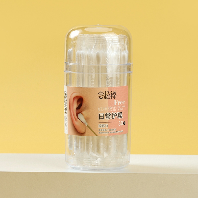 J-6616 Oreja Scoop Espiral Blanco Grueso Papel Palo Algodón Swab 30 4