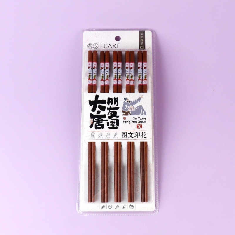 8884 Rosa Afortunado Gato Rojo Sandalwood Palillos (10 Pares) 2