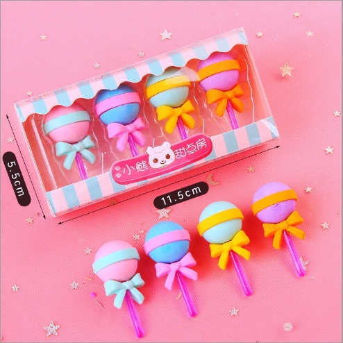 Lollipop Eraser -4 Pack