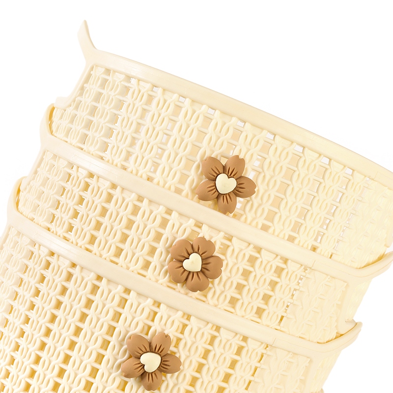 Yittele 8268 Rattan Cesta de Almacenamiento Redondo (Floret) 3