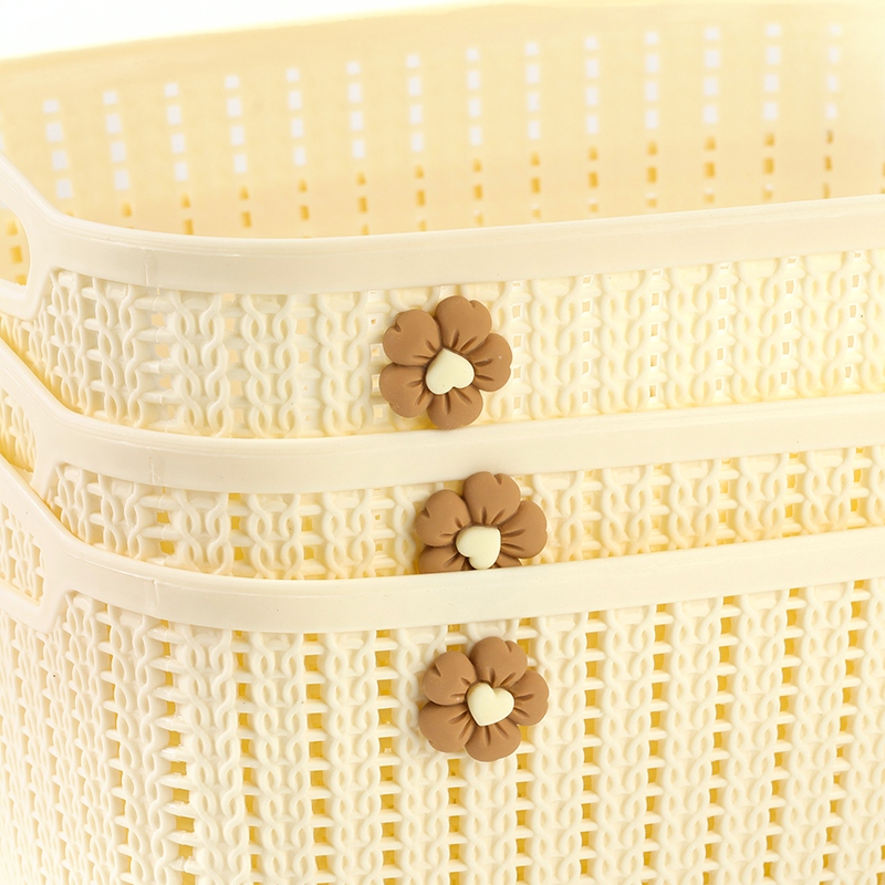 Yittele 8269 Rattan Cesta de Almacenamiento Rectangular (Floral) 3