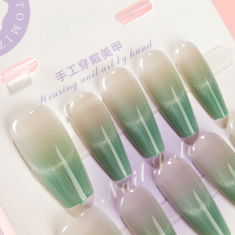 920 French Cat's Eye Gradient Fake Nail 4