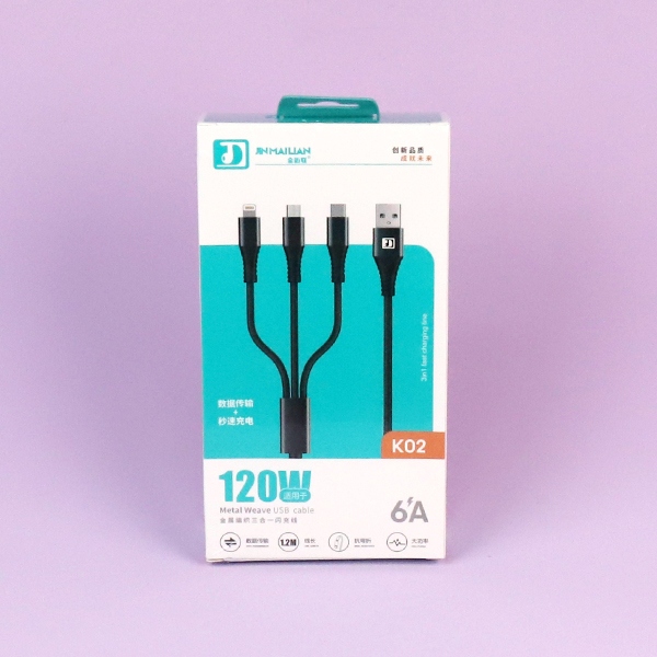 K02 Flash Charge One Drag Three Data Line 1.2 M 4