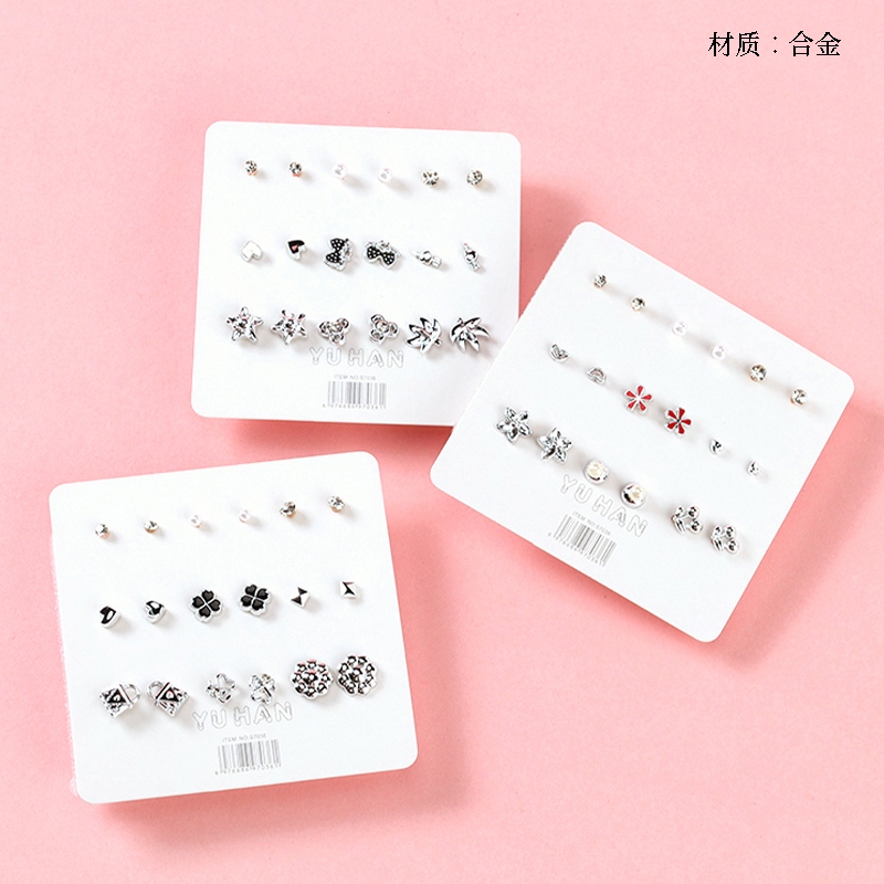 Nueve Pares de Pendientes de Combinación de Aleación de Zircon