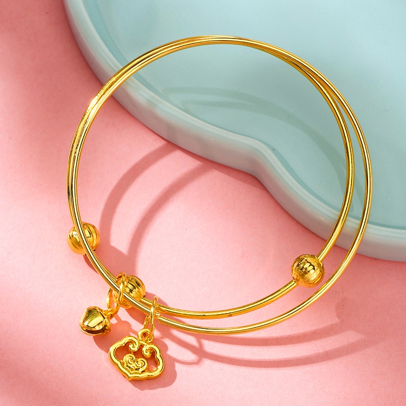 Pulsera Colgante de Cuentas de Oro de Dos Capas 3