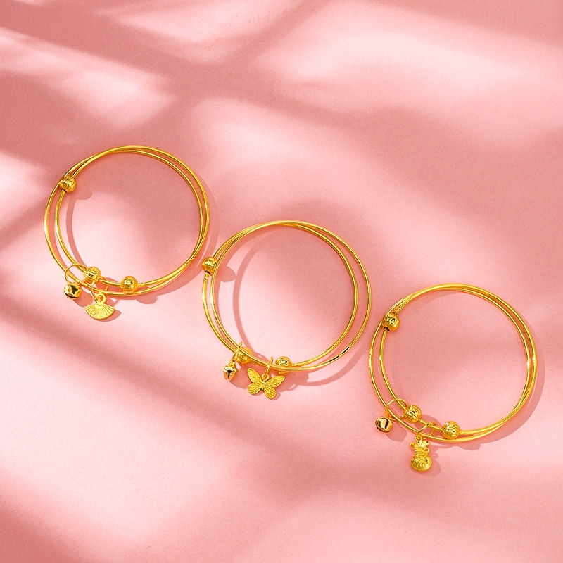 Pulsera Colgante de Cuentas de Oro de Dos Capas 4
