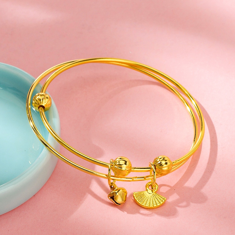 Pulsera Colgante de Cuentas de Oro de Dos Capas 5