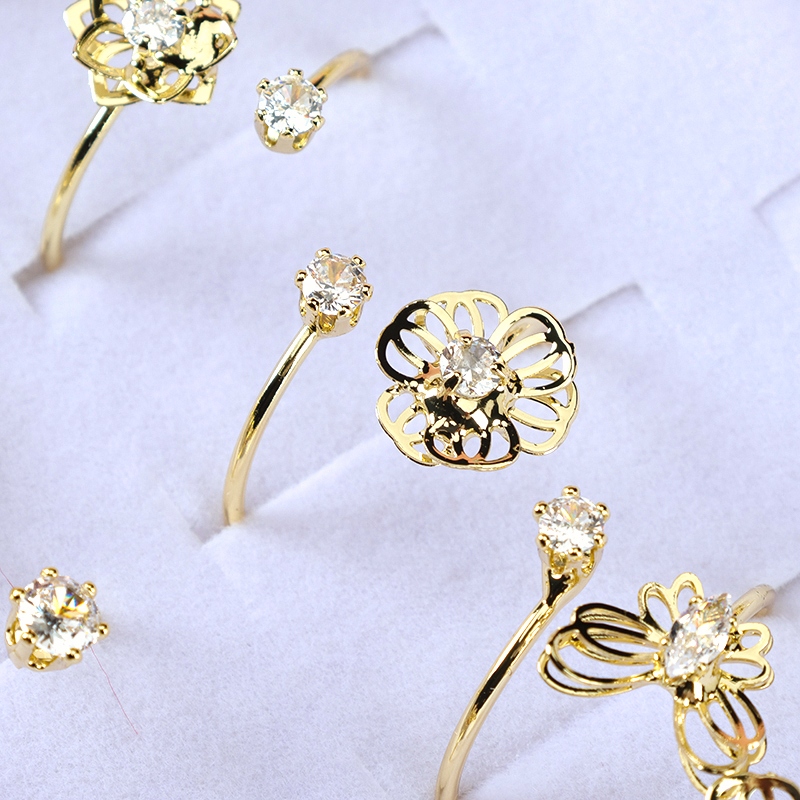 Nuevo Anillo de Flores de Mariposa Rhinestone 3