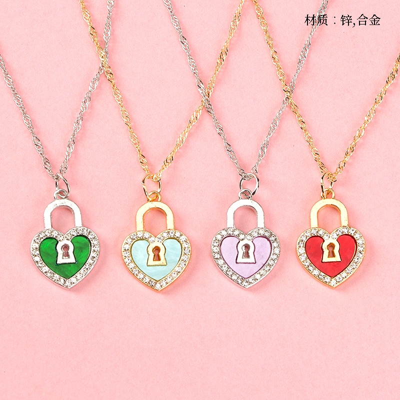 Color Diamante Amor Candado Agua Collar de Madura