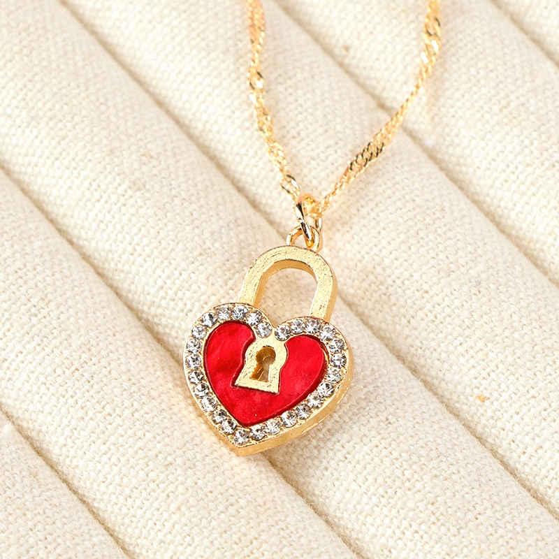 Color Diamante Amor Candado Agua Collar de Madura 3