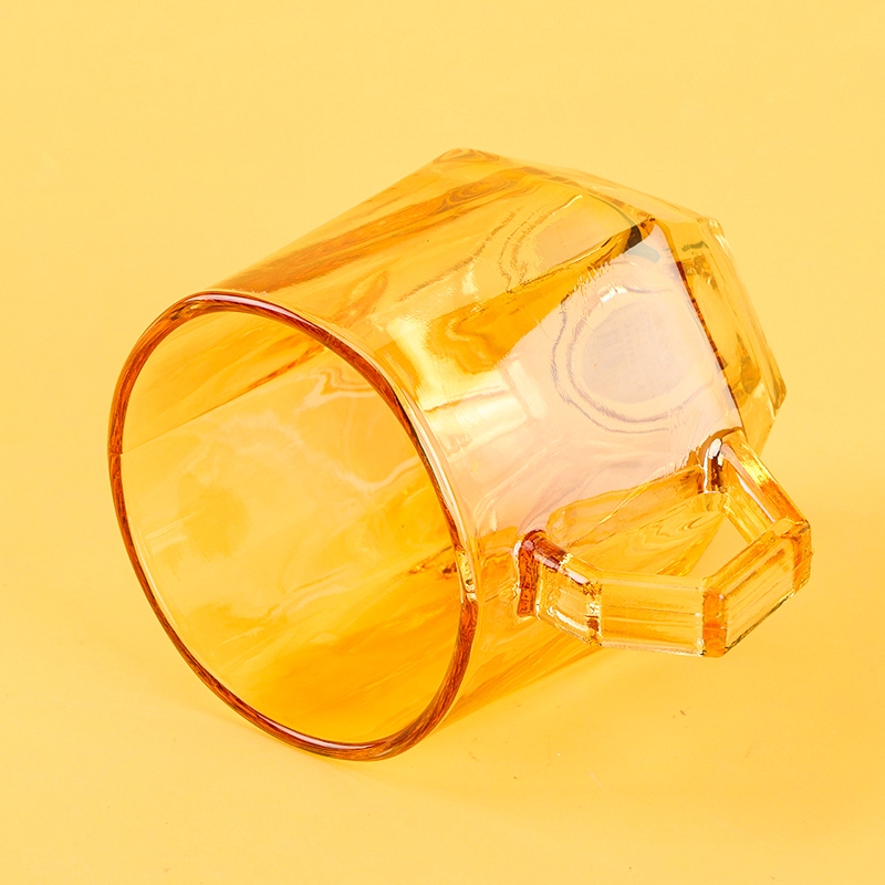 Y308 Mango Hexagonal de Vidrio Taza 280ml (Ambar, Hollín) 5