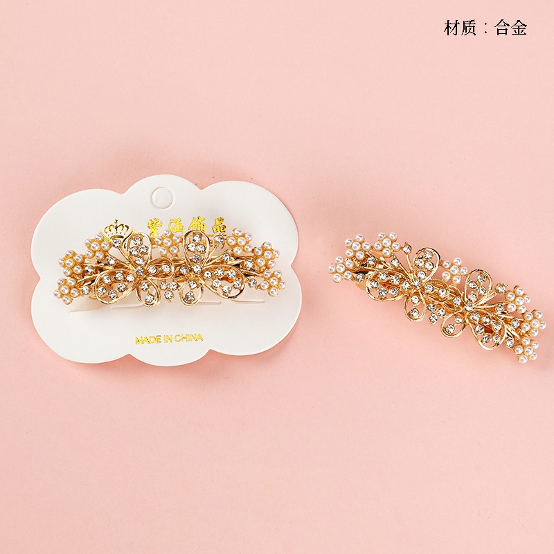Perla Rhinestone Mariposa Flor Clip