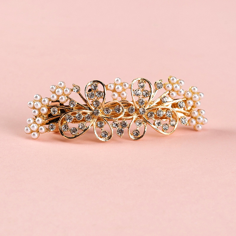 Perla Rhinestone Mariposa Flor Clip 3