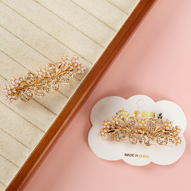 Perla Rhinestone Mariposa Flor Clip 4