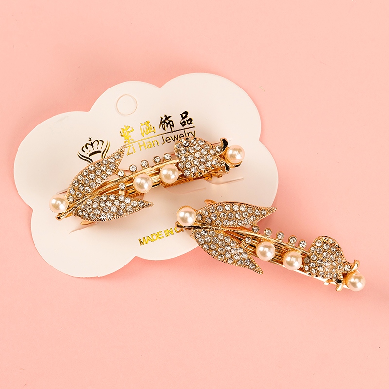 Full Diamond Pearl Tulip Cross Clip 4