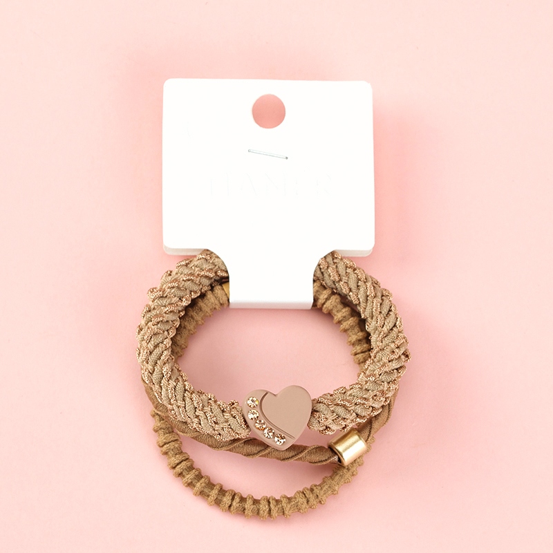 Té de Leche Punto de Color Perforación Peach Accesorios Corazón Banda de Goma 3