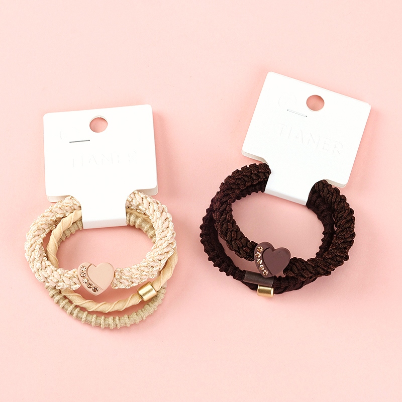 Té de Leche Punto de Color Perforación Peach Accesorios Corazón Banda de Goma 4
