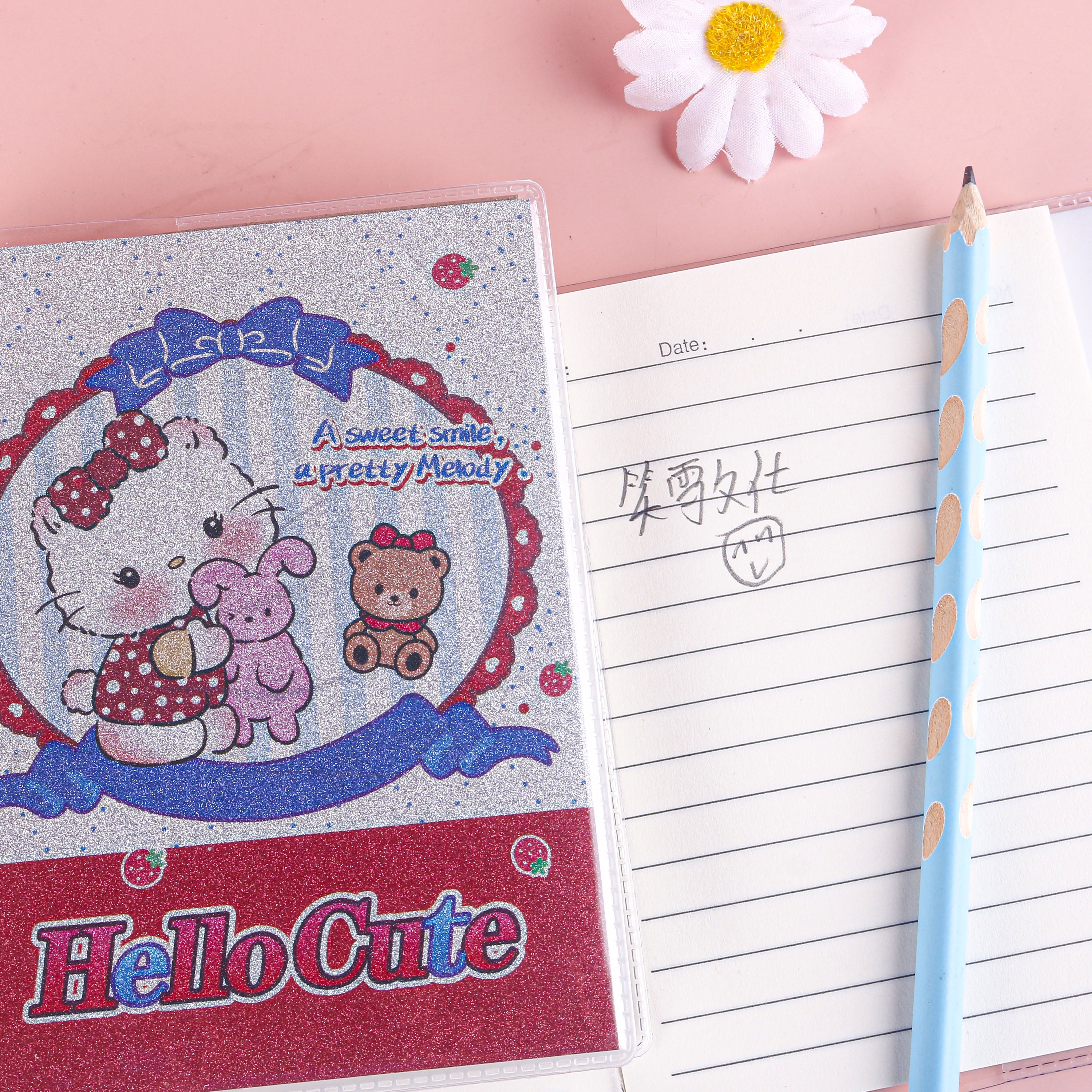 XX-64035 Lindo Gato Glitter Manga de Goma 5
