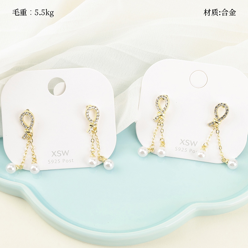 Nueva Pendientes de Perlas de Diamante 2