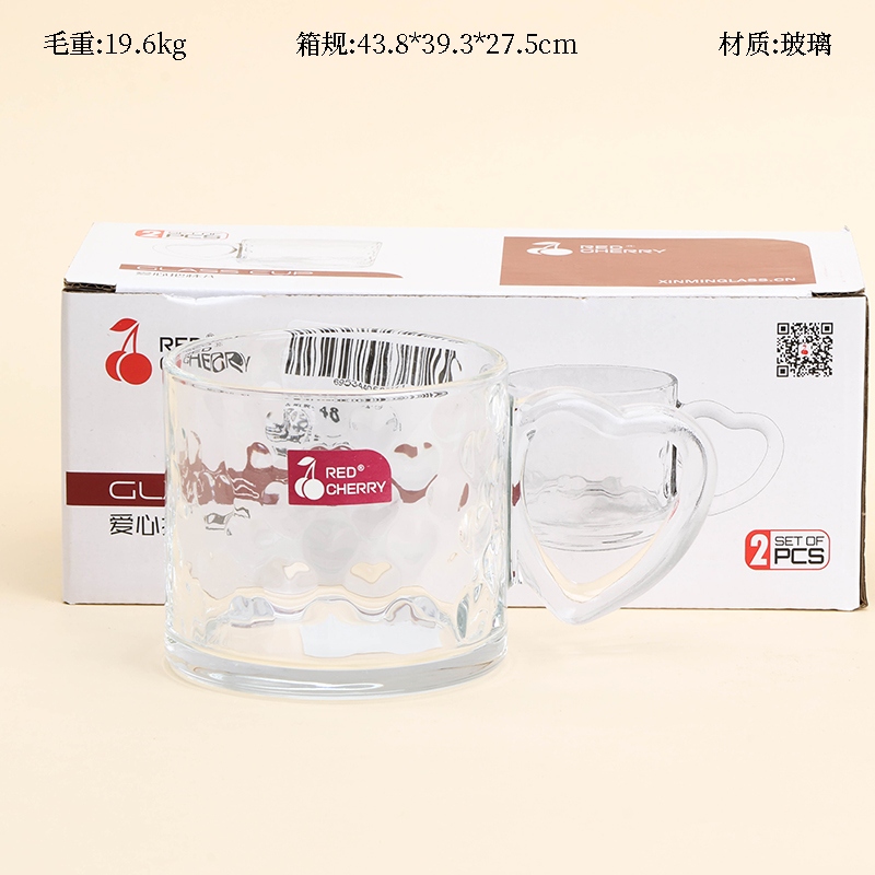 Cereza Roja 1002 Caja de Cristal de Mango de Corazón (350ml)