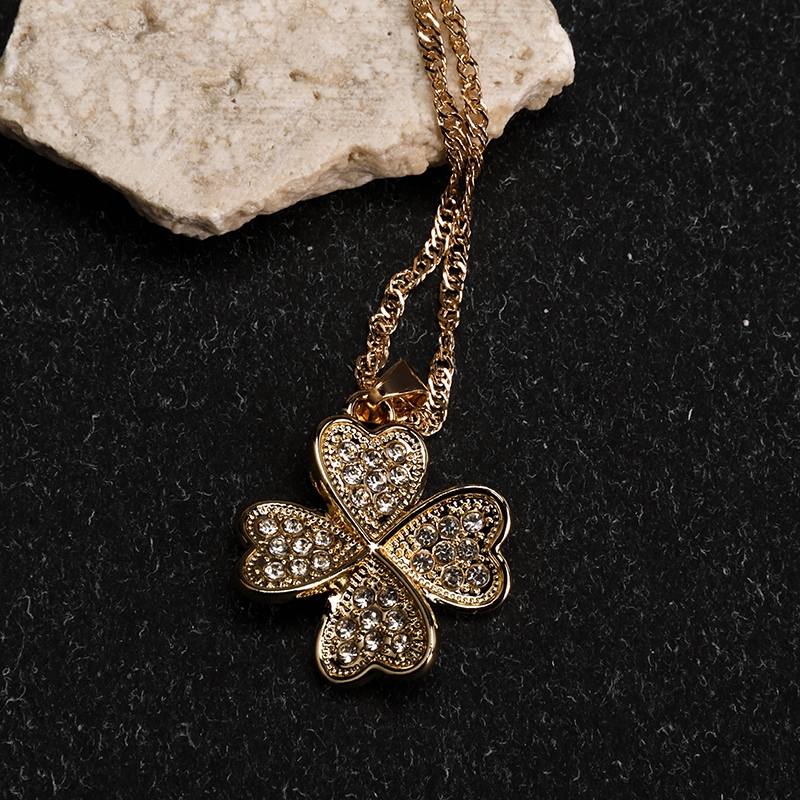 Diamantes Collar de Corazón de Cuatro Hojas 4