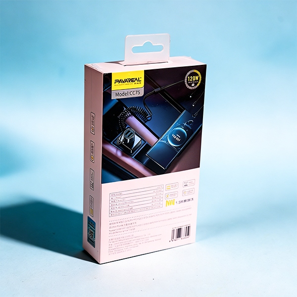 CC75-120W 5-en-uno Línea Auto-etiqueta Súper Rápido Carga Doble Cargador de Coche USB 3