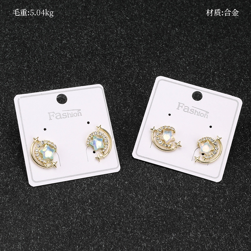 Pendientes Largos Zircon Rhinestone Star Stud 2