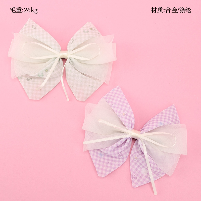 Pocket Check Gauze Bow Duck Clip 2