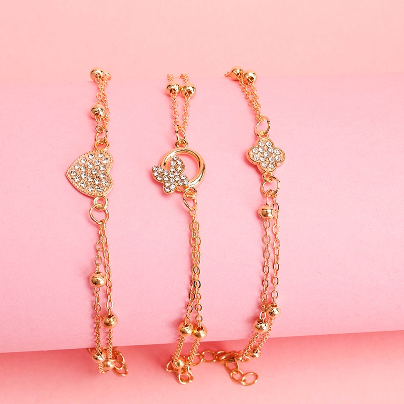 Nuevo Doble Cadena de Accesorios de Cuentas de Oro Pequeño Pulsera