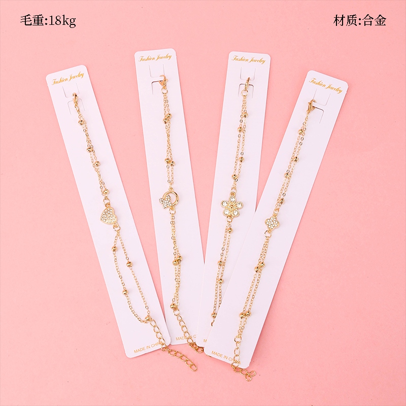 Nuevo Doble Cadena de Accesorios de Cuentas de Oro Pequeño Pulsera 3