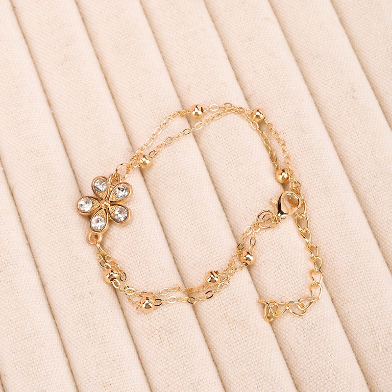 Nuevo Doble Cadena de Accesorios de Cuentas de Oro Pequeño Pulsera 4