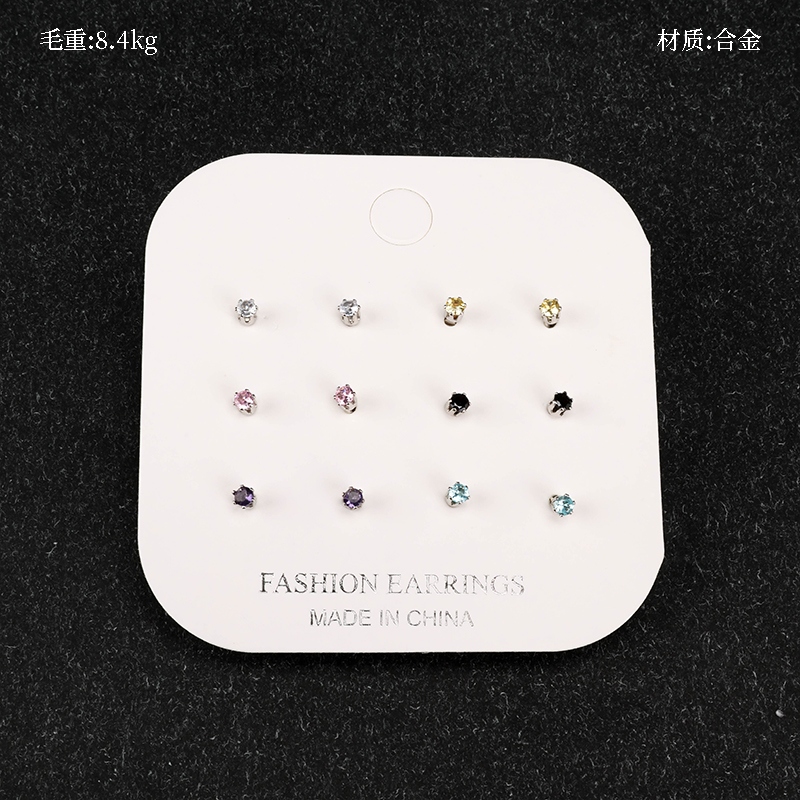 6 Pares de Pendientes de Mini Zircon (Color) 2