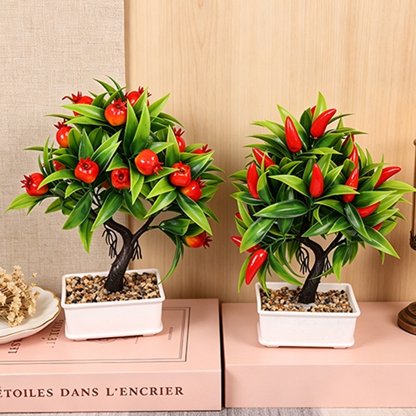 M1861 Kumquat Flor Simulation Bonsai (Color Mezclado) 4
