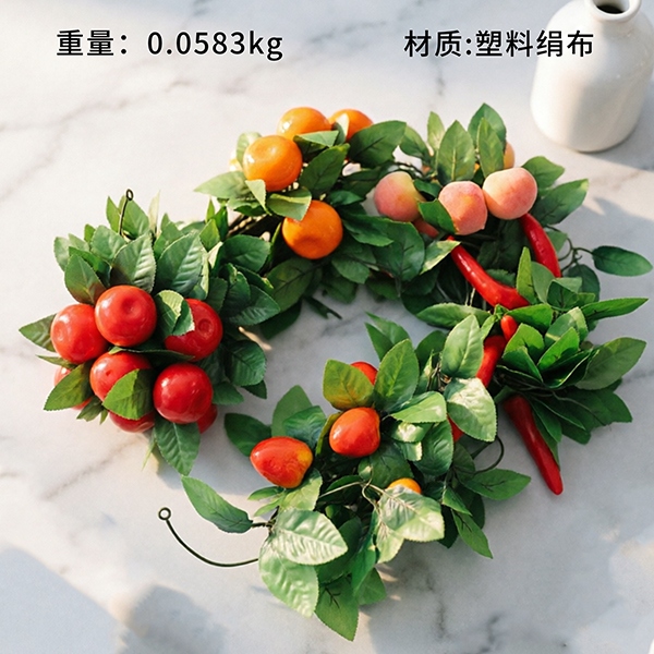 6 Fruta 6 Hoja Rattan Flor Artificial (Color Mezclado)