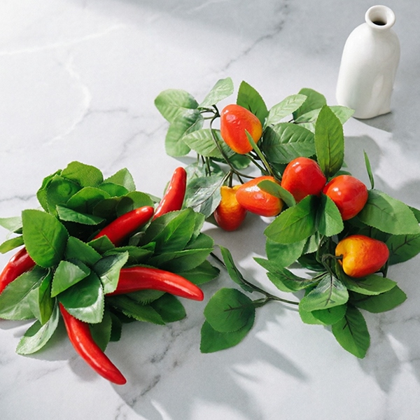 6 Fruta 6 Hoja Rattan Flor Artificial (Color Mezclado) 3