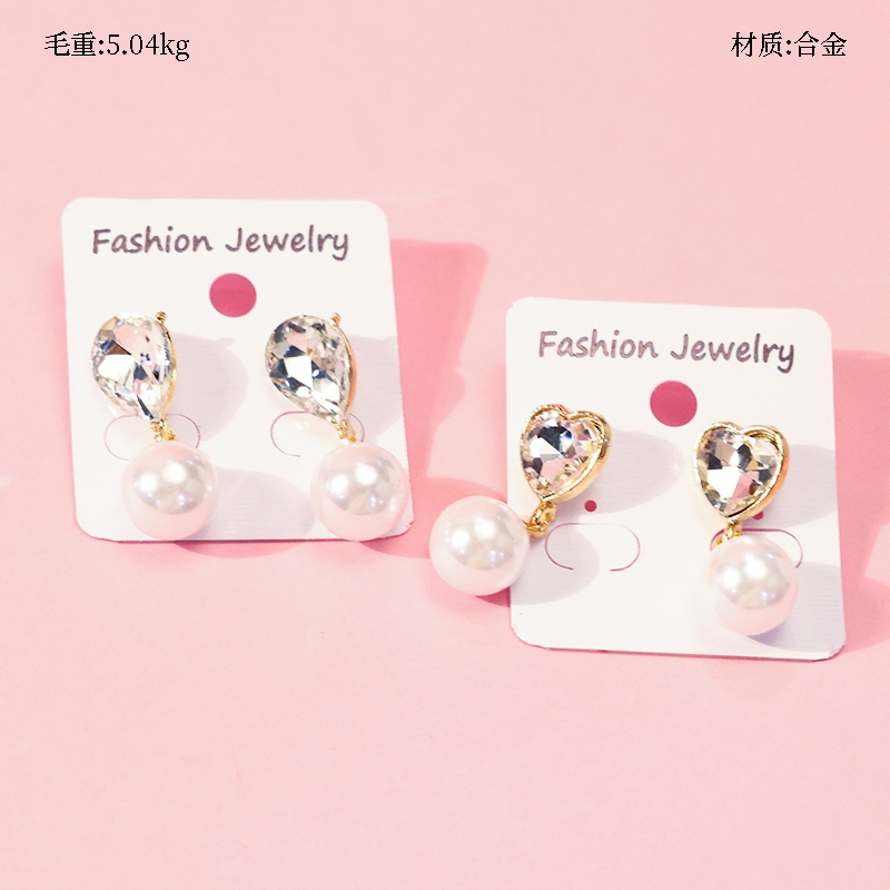 Pendientes de Perla Larga Zircon Colgante 2