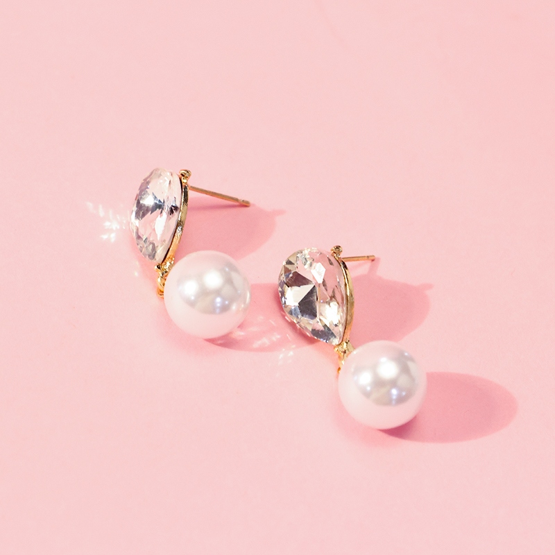 Pendientes de Perla Larga Zircon Colgante 3