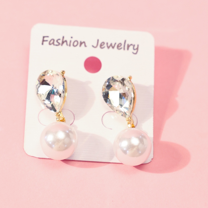 Pendientes de Perla Larga Zircon Colgante 4