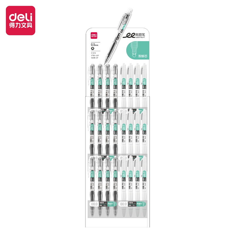 Deli SG08-EF Quick-drying Presion Gel Pen SET 0,5mm Double Bead ST Head (Black)