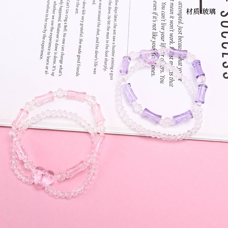 Pulsera de Cuentas de Bambú Corazón de Doble Capa