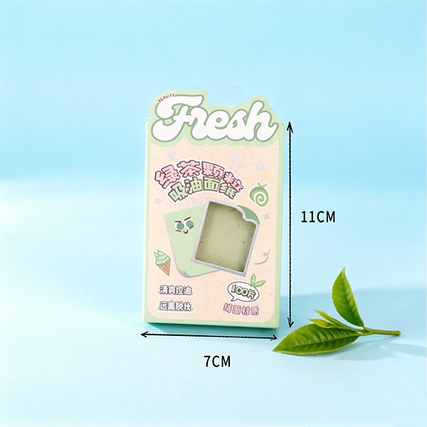 7176TTR Mengcai Refreshing Green Tea Granule Oil Absorbing Paper (100 Piapers) 4