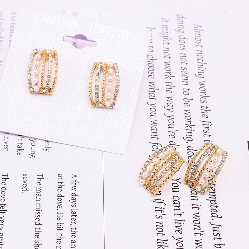 Pendientes de Cuentas de Diamante Multicapa Francés 4