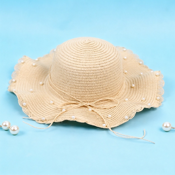 Francés Retro Pearl Brim Woven Sombrero 3