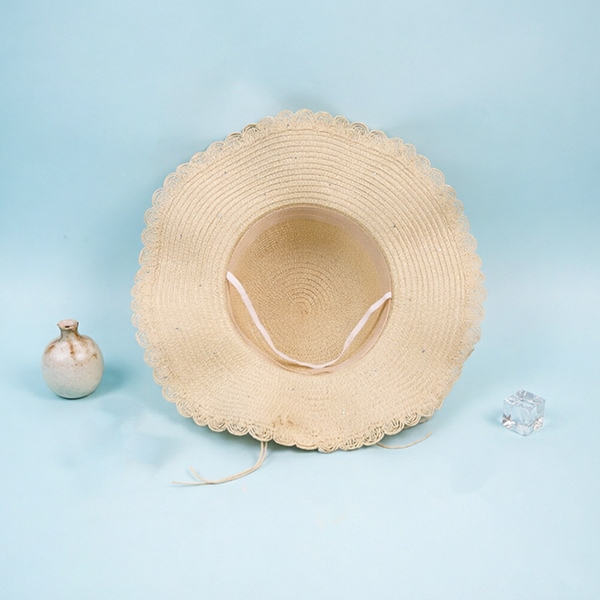Francés Retro Pearl Brim Woven Sombrero 4